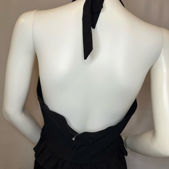 Dots Womens Halter Top Tie Back Neck Sleeveless Backless Cropped Ruffle Button L - Picture 8 of 8